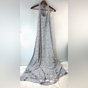 Vineyard Vines 8 Preppy Silk Halter Navy and White Resortwear Maxi Dress